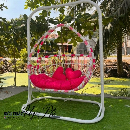 Xích đu 2 cần đôi đan dây 