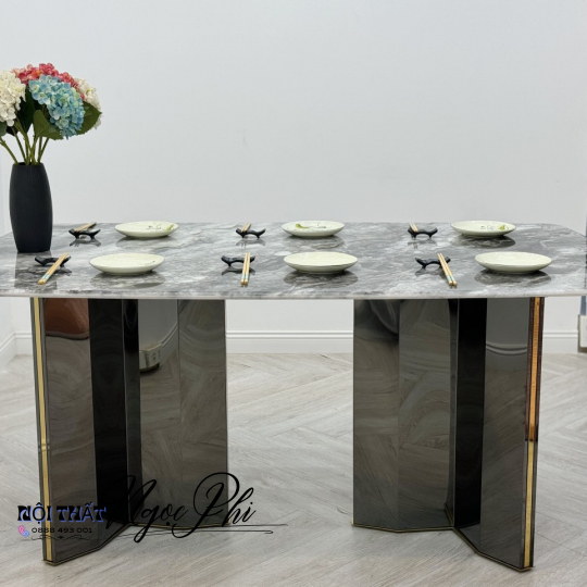 Bàn Ăn Mặt Đá Cẩm Thạch Tráng Gương 23