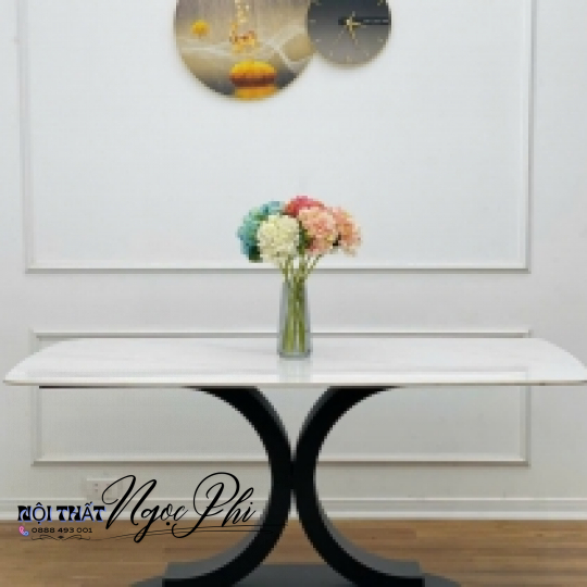 Bàn Ăn Mặt Đá Ceramic Chân Kiểu Chữ X 27