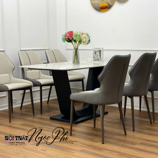 Bàn Ăn Mặt Đá Ceramic Chân Chữ U 22