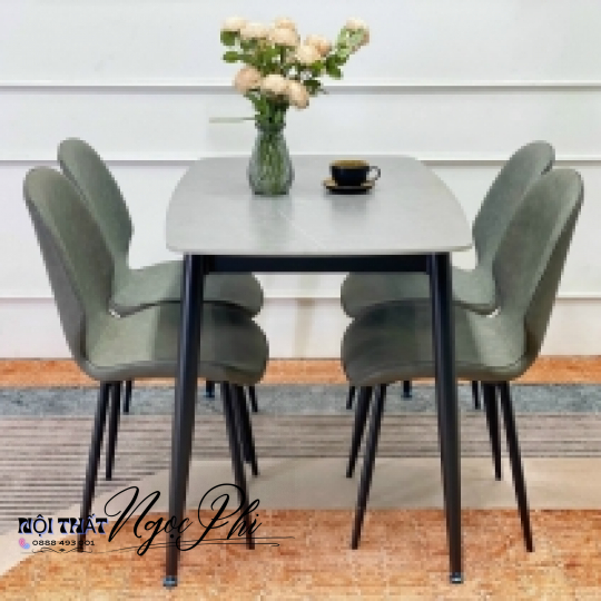 Bàn Ăn Mặt Đá Ceramic Xám Nhám 32