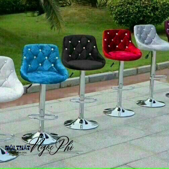 Ghế bar bọc vải nhung chân mâm xoay
