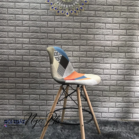 Ghế bar bọc vải bố chân gỗ