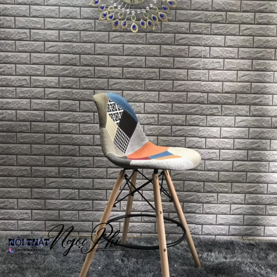 Ghế bar bọc vải bố chân gỗ
