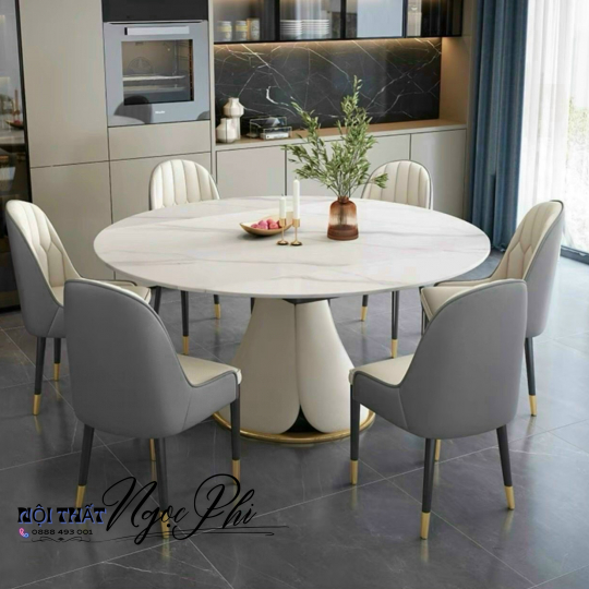 Bàn ăn tròn mặt đá Ceramic 04
