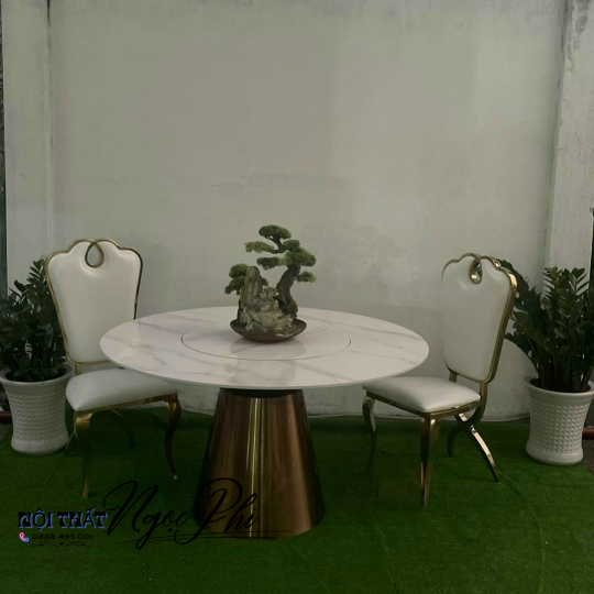 Bàn ăn tròn mặt đá Ceramic 05