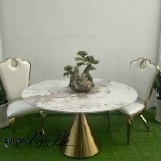 Bàn Ăn Tròn Mặt Đá Ceramic 09