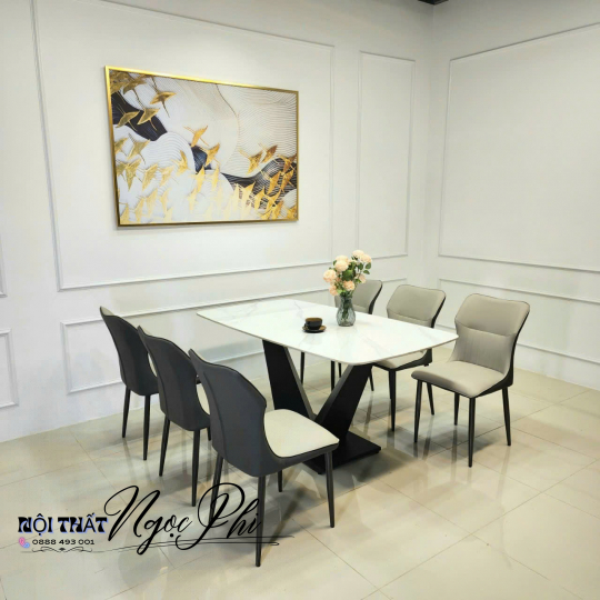 Bàn Ăn Mặt Đá Ceramic Chân X  11