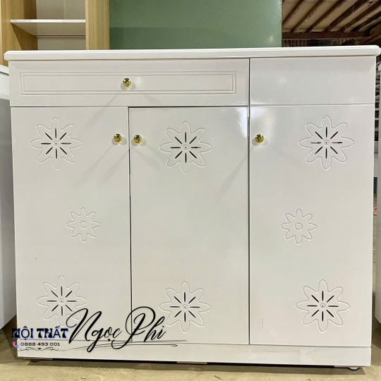 KỆ GIÀY TRẮNG BÔNG HOA 04