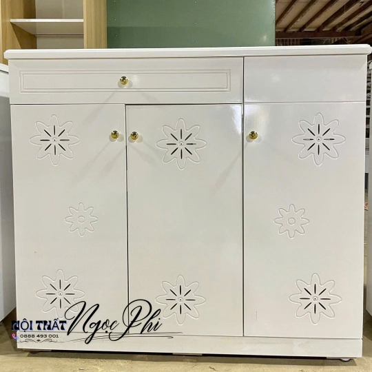 KỆ GIÀY TRẮNG BÔNG HOA 04