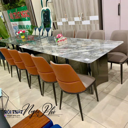 Bàn ăn Mặt Đá Tráng Gương Cao Cấp 50