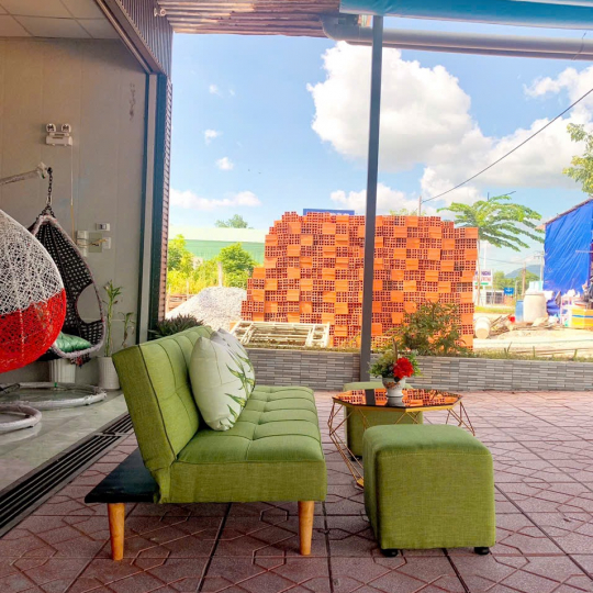 Sofa bed xanh lá vải bố 