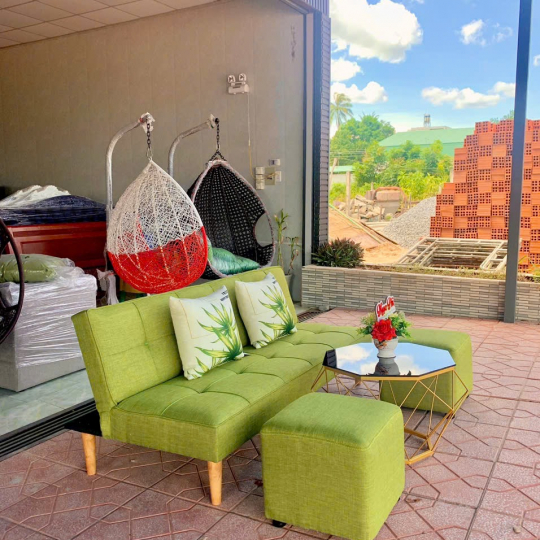 Sofa bed xanh lá vải bố 