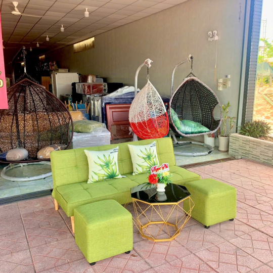 Sofa bed xanh lá vải bố 