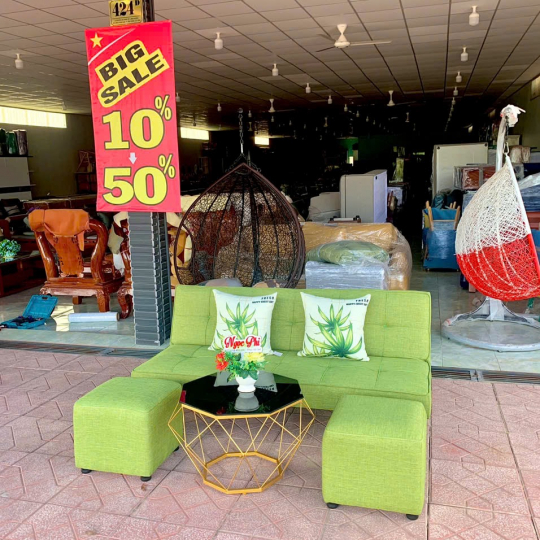Sofa bed xanh lá vải bố 