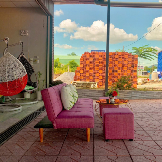 Sofa bed tím nhạt vải bố