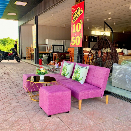 Sofa bed tím nhạt vải bố