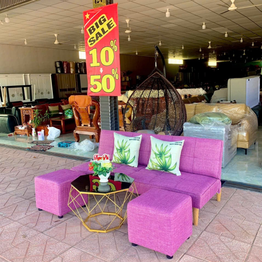 Sofa bed tím nhạt vải bố